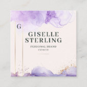 Luxe moderne Paarse Waterverf goudfolie Vierkante Visitekaartje (Voorkant)