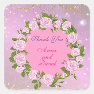 Luxe Moderne Roos Voeg Uw Tekst Toe Vierkante Stic Sticker