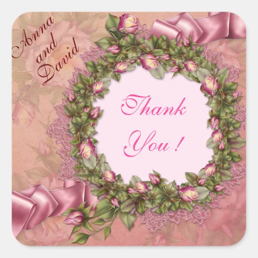 Luxe Moderne Roos Voeg Uw Tekst Toe Vierkante Sticker (Voorkant)