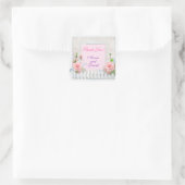 Luxe Moderne Roze Bloemstuk Voeg Uw Tekst Toe Vierkante Sticker (Tas)