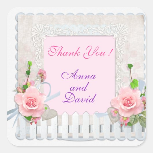 Luxe Moderne Roze Bloemstuk Voeg Uw Tekst Toe Vierkante Sticker (Voorkant)