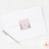 Luxe Moderne Roze Bloemstuk Voeg Uw Tekst Toe Vierkante Sticker (Envelop)