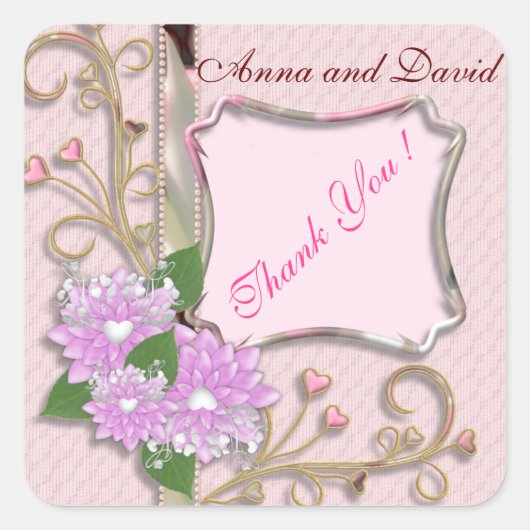 Luxe Moderne Roze Hart Voeg Uw Tekst Toe Vierkante Sticker (Voorkant)