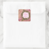 Luxe Moderne Roze Roos Voeg Uw Tekst Toe Vierkante Sticker (Tas)