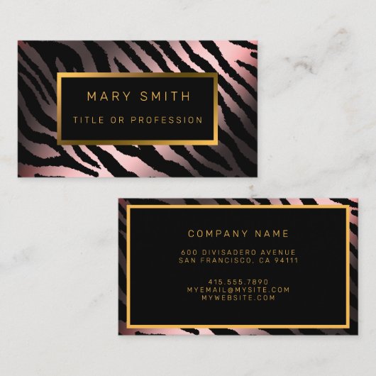 Luxe moderne roze tijger voegt Jouw tekst toe Visitekaartje (Voorkant / Achterkant)