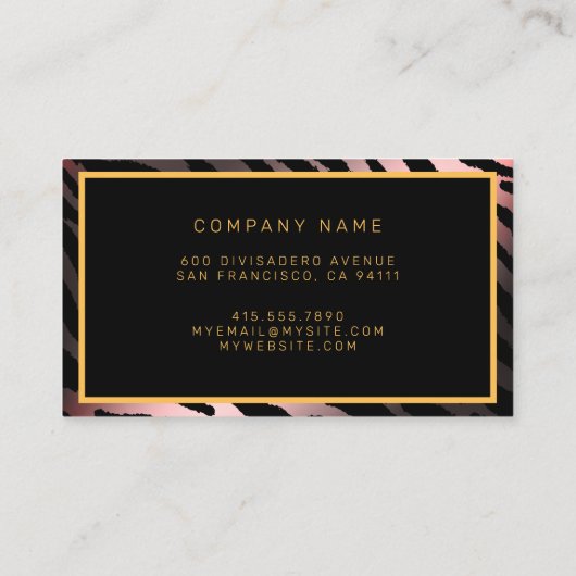 Luxe moderne roze tijger voegt Jouw tekst toe Visitekaartje (Achterkant)