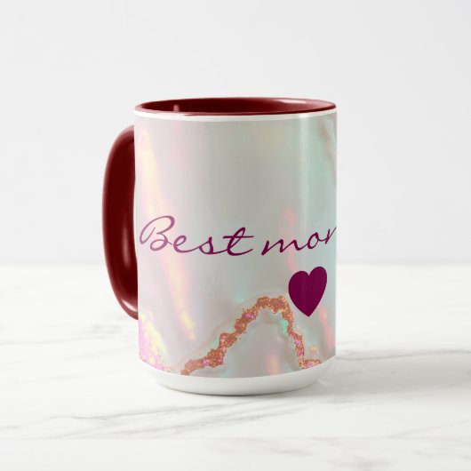 Luxe moderne roze zachte mint goud collectie mok (Voorkant links)
