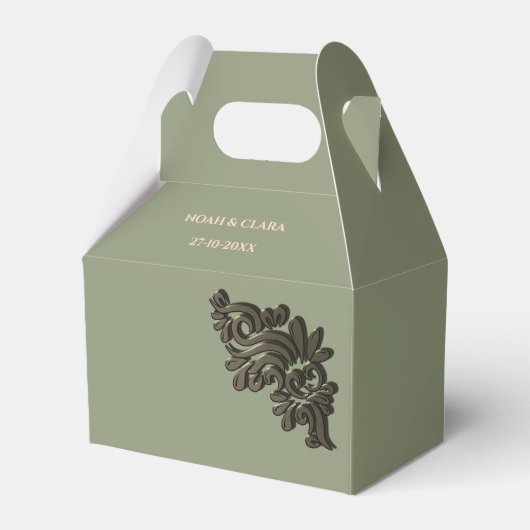 Luxe Moderne Sage groen & faux goud metallic Bedankdoosjes (Voorkant Zijde)