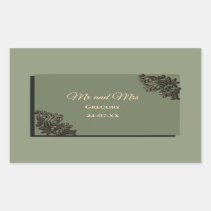 Luxe Moderne Sage groen & goud faux metallic Rechthoekige Sticker