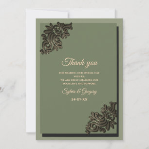 Luxe Moderne Sage groen & goud klassiek metallic Bedankkaart
