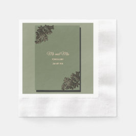 Luxe Moderne Sage groen & goud klassiek metallic N Servet