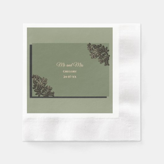 Luxe Moderne Sage groen & goud klassiek metallic Servet (Voorkant)