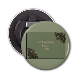 Luxe Moderne Sage groen & goud metallic Button Flesopener