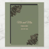 Luxe Moderne Sage groen & goud metallic Wijn Etiket (Enkel label)