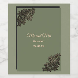 Luxe Moderne Sage groen & goud metallic Wijn Etiket