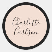 Luxe moderne scripttypografie Blush Pink Ronde Sticker (Voorkant)