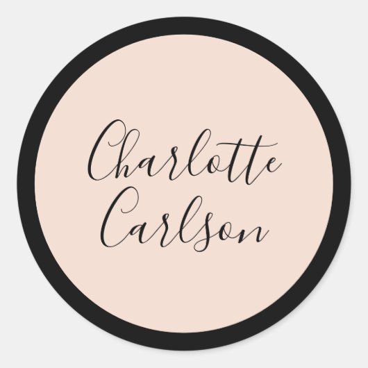 Luxe moderne scripttypografie Blush Pink Ronde Sticker (Voorkant)