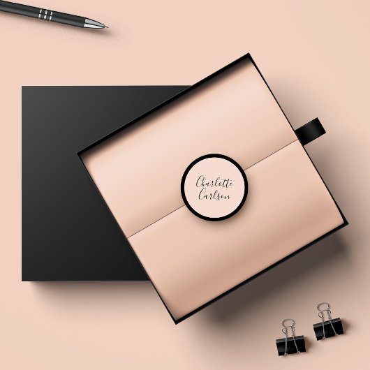 Luxe moderne scripttypografie Blush Pink Ronde Sticker