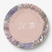 Luxe moderne stijlvolle verjaardagsfeest bloemen papieren bordje (Voorkant)