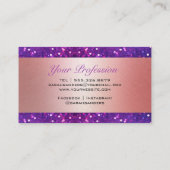 Luxe moderne trendy roze girly paarse glitter visitekaartje (Achterkant)