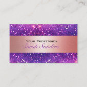 Luxe moderne trendy roze girly paarse glitter visitekaartje (Voorkant)