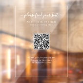 Luxe Moderne Trouw QR-code zitplaatskaart bord Raamsticker (Vel 2)