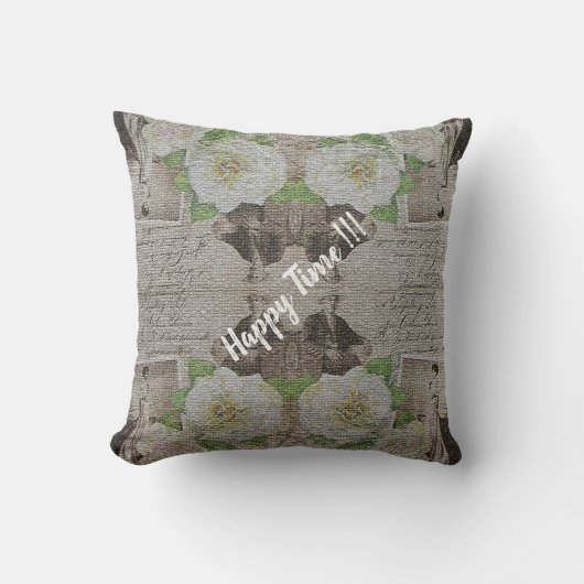 Luxe Moderne Vintage Bloem Roos Kussen (Voorkant)