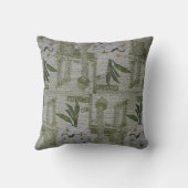 Luxe Moderne Vintage Bloem Roos Kussen (Achterkant)