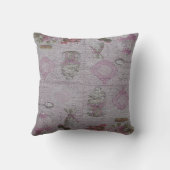 Luxe Moderne Vintage Bloem Roos Kussen (Achterkant)