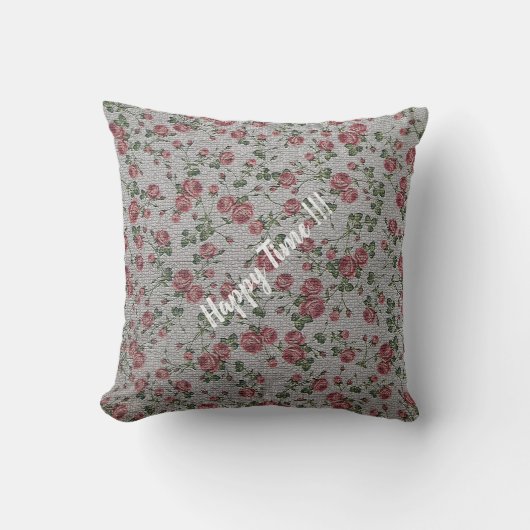 Luxe Moderne Vintage Bloem Roos Kussen (Voorkant)