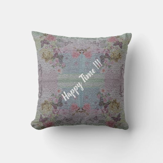 Luxe Moderne Vintage Bloem Roos Kussen (Voorkant)