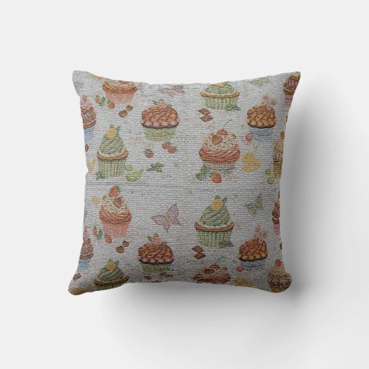 Luxe Moderne Vintage Bloemencake Kussen (Achterkant)