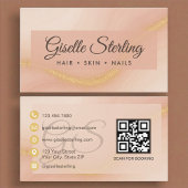 Luxe Moderne Waterverf Gouden Monogram QR Code Visitekaartje
