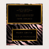 Luxe moderne zilverroze tijger voegt Jouw tekst to Visitekaartje (Buitenkant ongevouwen)