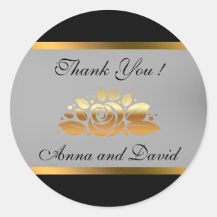Luxe Moderne Zwart Goud Voeg Uw Tekst Toe Ronde Sticker