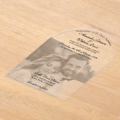 Luxe Moderne Zwart & Wit Foto Huwelijk Acryl Uitnodigingen (Laagn)