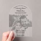 Luxe Moderne Zwart & Wit Foto Huwelijk Acryl Uitnodigingen (Insitu (Draagbaar))