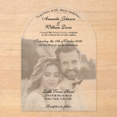 Luxe Moderne Zwart & Wit Foto Huwelijk Acryl Uitnodigingen (Voorkant)