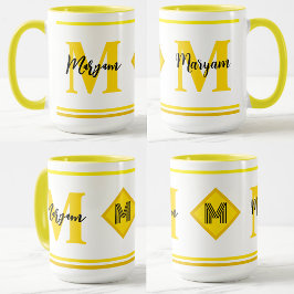 Luxe mok met monogram en eigen naam & initiaal