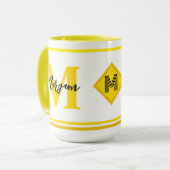 Luxe mok met monogram en eigen naam & initiaal (Voorkant links)