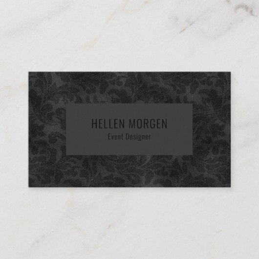 Luxe, monochromatische Floral Damask Patroon Visitekaartje (Voorkant)