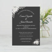 Luxe Monochrome Bruiloft Kaart (Staand voorkant)
