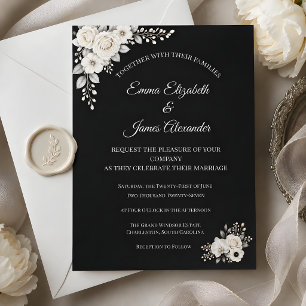 Luxe Monochrome Bruiloft Kaart
