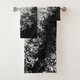 Luxe Monochrome Grey and Black with Silver Bad Handdoek