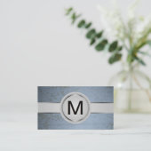 Luxe Monogram Band | Blauwe Grunge Textuur Visitekaartje (Staand voorkant)