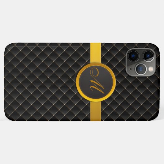 Luxe Monogram Black Diamond Opgelost leder Case-Mate iPhone Case (Achterkant (horizontaal))