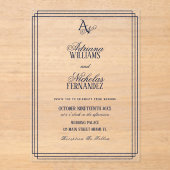 Luxe Monogram Blauwe Bruiloft Acryl Uitnodigingen (Voorkant)