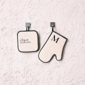 Luxe Monogram Brush Blush Pink Ovenwant & Pannenlap Set