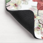 Luxe monogram burgundy floral illustration kant muismat (Hoek)