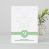 Luxe Monogram Chic Bruiloftsfeest Groen Zilver Folie Uitnodiging (Staand Voorkant)